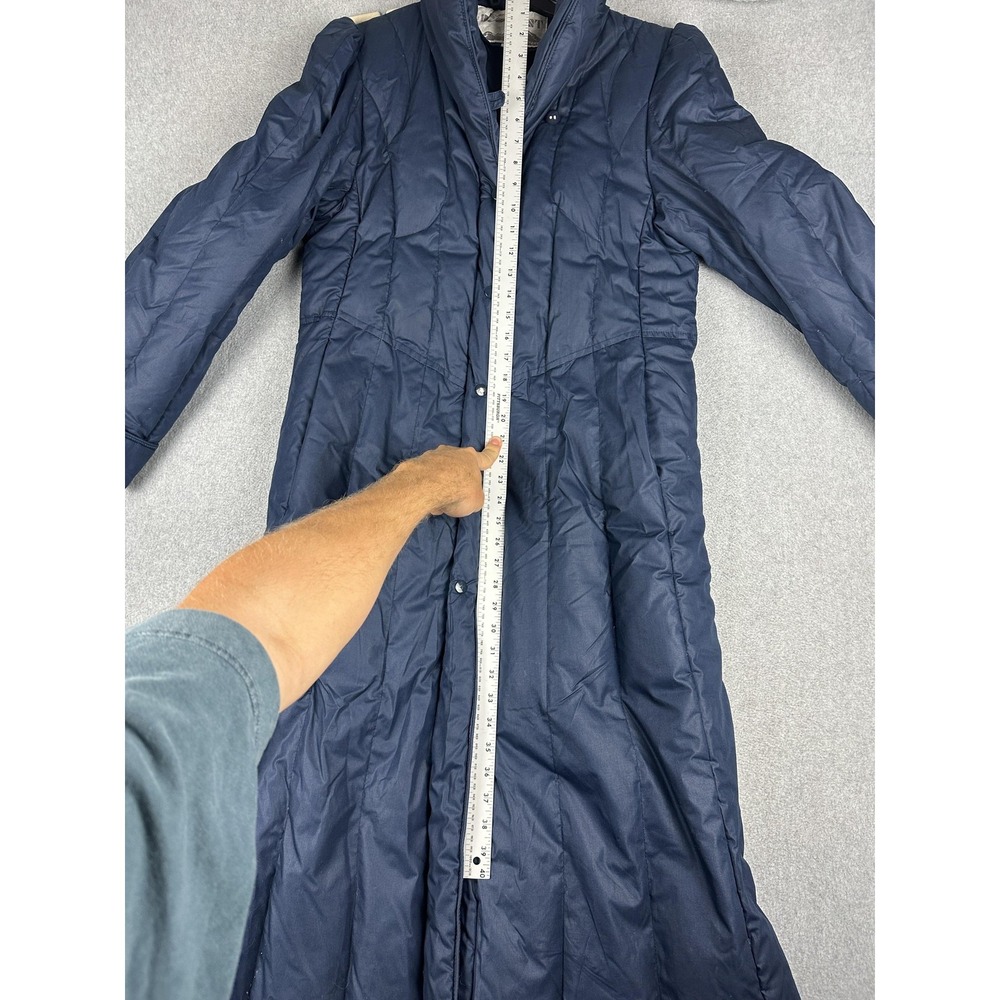 Downist Coat Womens Medium Blue Long Down Puffer Quilted Zip Collared Pockets - Picture 5 of 11
